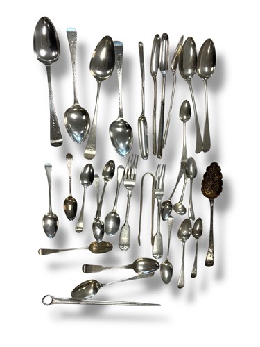 Lot 353 - A collection of silver flatware together with...