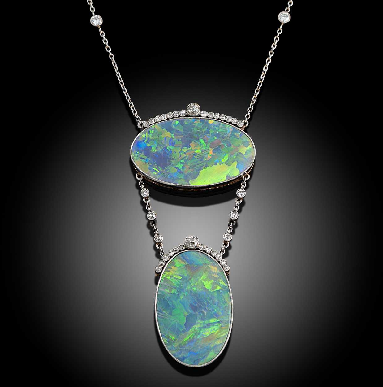 Lot 199 - A black opal and diamond necklace