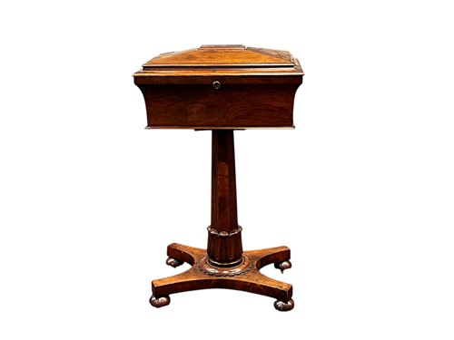 Lot 721 - A William IV rosewood teapoy, the sarcophagus...