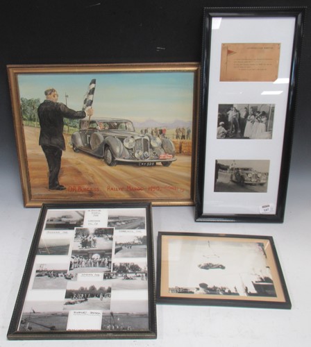 Lot 147 - Motoring Interest - Oil painting and period...