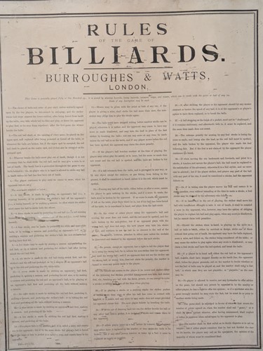 Lot 412 - A Rules of Billiards poster