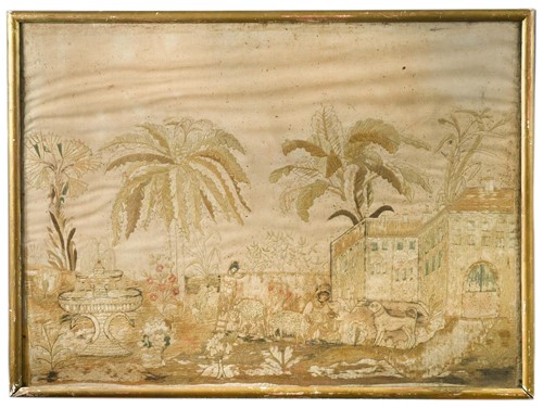 Lot 266 - A decorative silkwork picture, 18th century