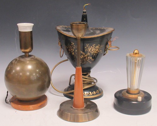 Lot 71 - A modern toleware twin-handled lamp, 27cm high;...