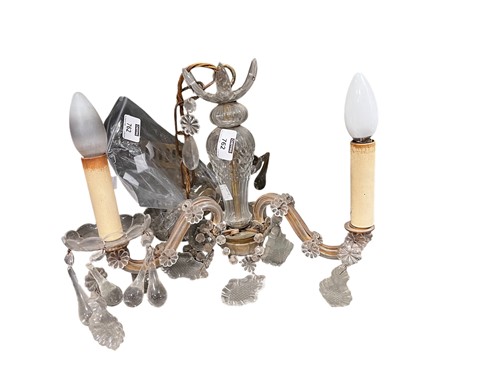 Lot 762 - A three-branch glass ceiling light, 30cm high...