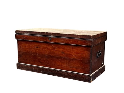 Lot 740 - A 19th century stained teak trunk, with hinged...