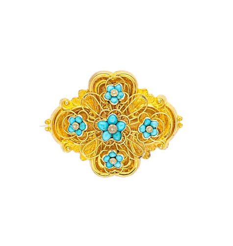 Lot 27 - A Victorian turquoise brooch