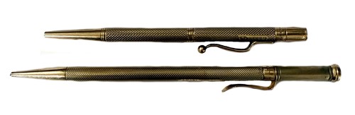 Lot 326 - A 9ct gold propelling pencil, mark of Sampson Mordan, along with another