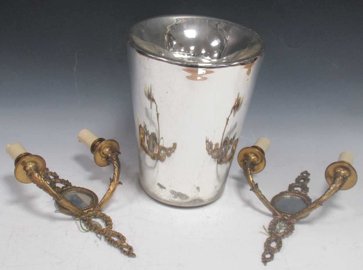 Lot 70 - A double walled Art Deco mirror glass vase,...