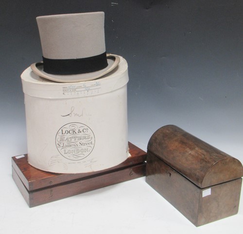 Lot 97 - Lock and Co grey top hat, in white card Lock &...