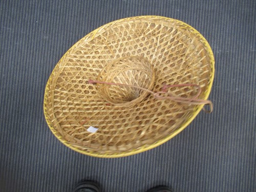 Lot 140 - Two Chinese straw hats, a Chinese wedding...
