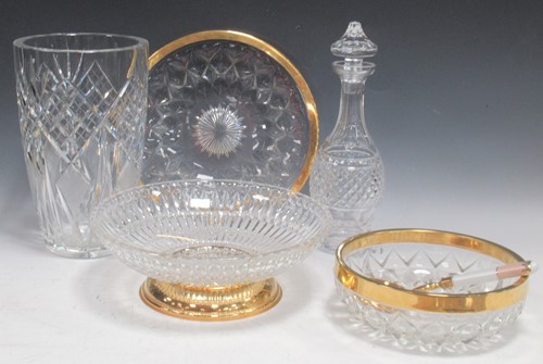 Lot 130 - A Waterford cut glass decanter; a cut glass...