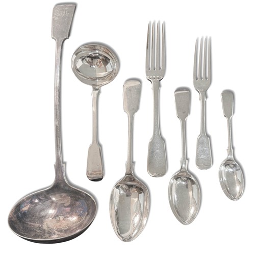 Lot 523 - A 30- piece George V and earlier harlequin set of silver flatware with 1 addition