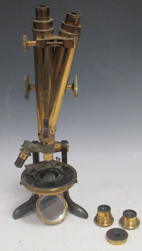 Lot 57 - Henry Crouch, a binocular lacquered brass...