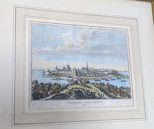 Lot 287 - An 18th century coloured engraving, 'Stockholm,...