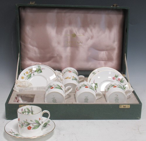 Lot 198 - A cased Minton six person coffee set in Meadow...