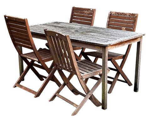 Lot 781 - A set of teak garden furniture - six folding...