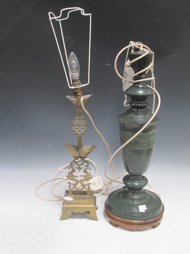 Lot 83 - Two cast metal lamps in Eastern style, not...