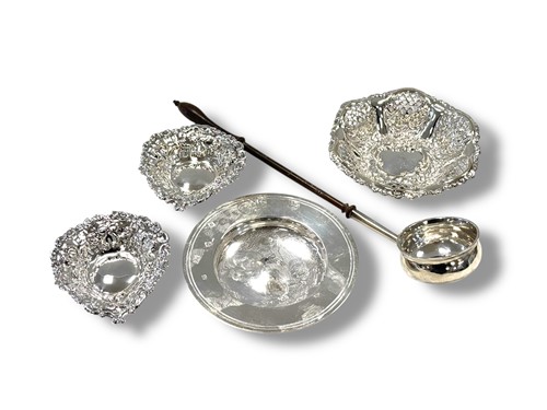 Lot 346 - A silver armada style dish, three silver...