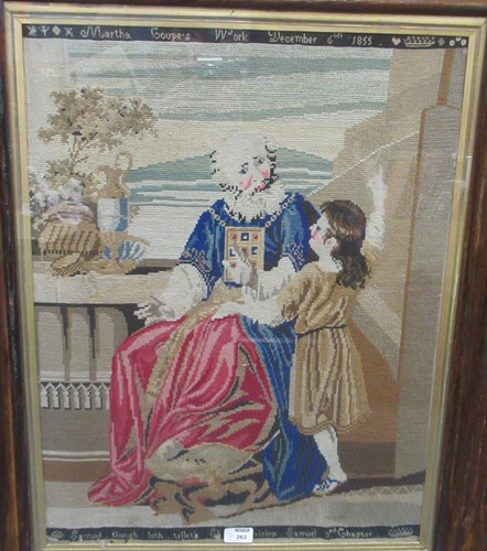 Lot 262 - A 19th century framed embroidery, The Vision...