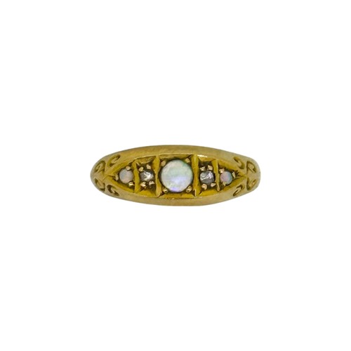 Lot 66 - An 18ct gold opal and diamond ring