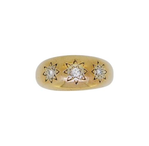 Lot 47 - A 9ct gold three stone diamond ring