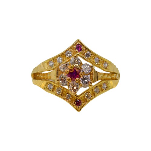 Lot 115 - A 22ct gold synthetic ruby and cubic zirconia ring
