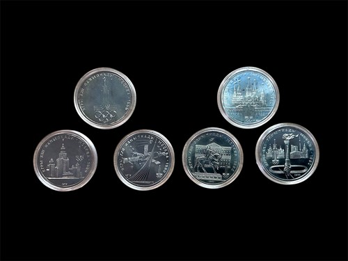 Lot 190 - Moscow Olympics 6 coin commemorative set