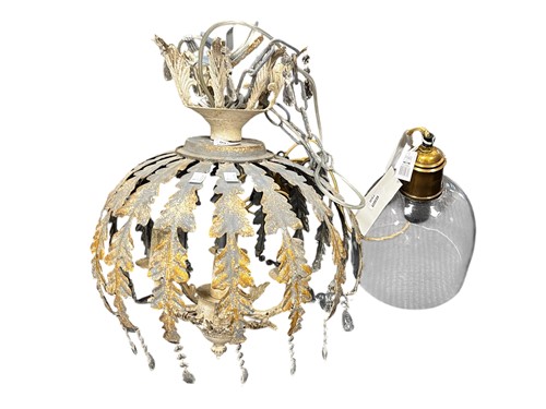 Lot 760 - A modern brass and glass pendant ceiling light;...