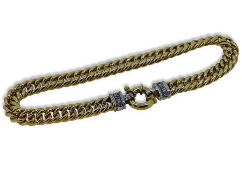 Lot 76 - A 9ct gold diamond set curb link bracelet