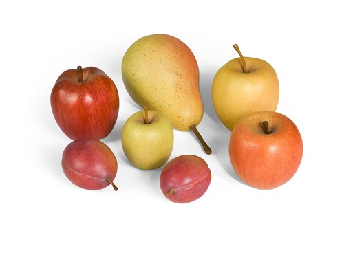 Lot 286 - Howard Rice (20th century), a collection of painted wooden fruit, 1990s