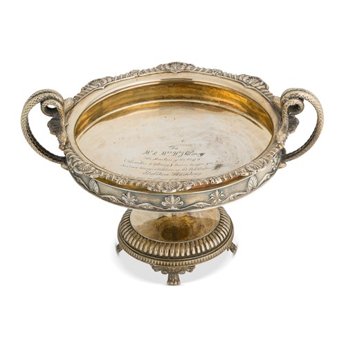 Lot 448 - A George V silver gilt two handled tazza