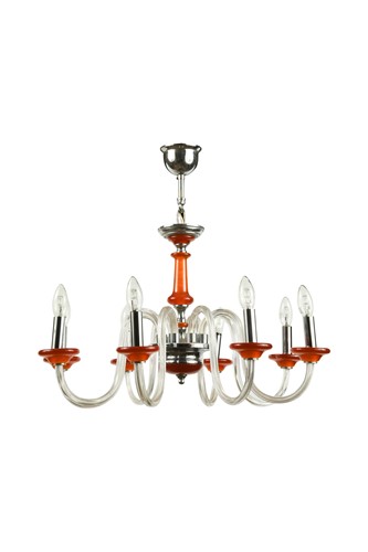 Lot 241 - A mid-century glass eight-branch chandelier