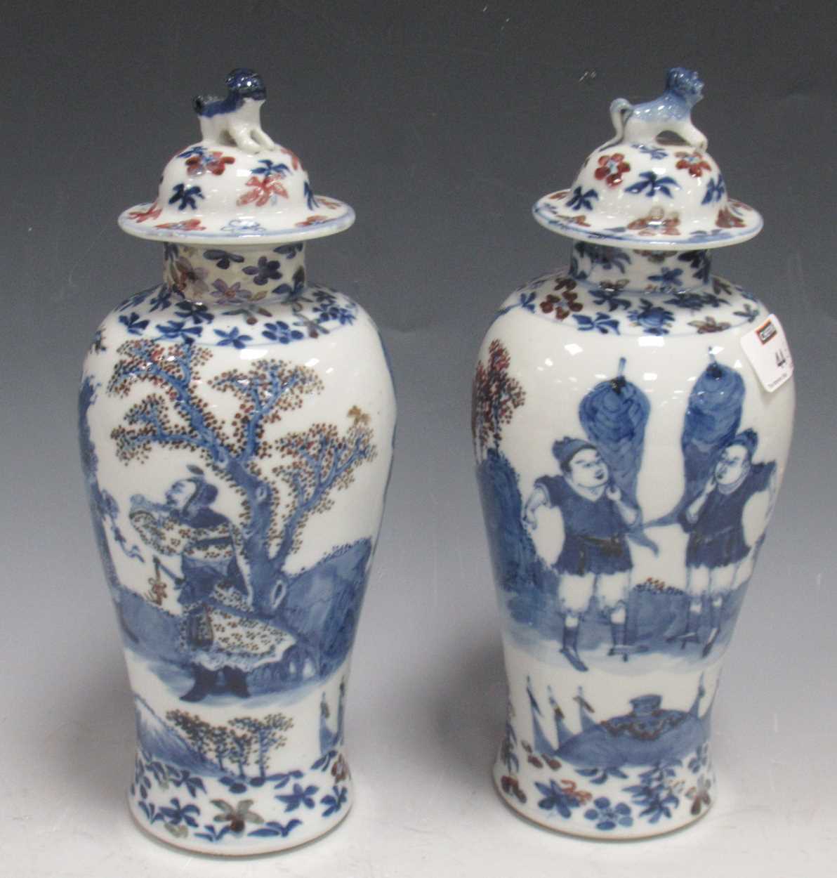 Lot 44 - A pair of Chinese blue and white vases and...