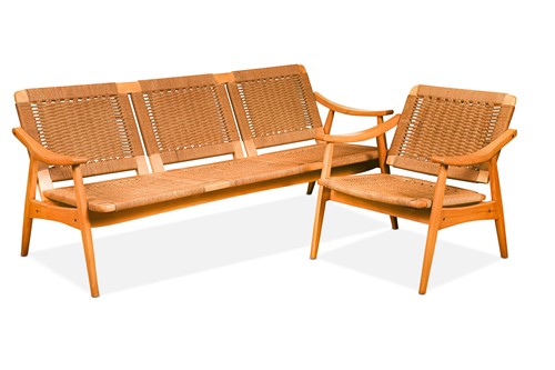 Lot 254 - A Danish mid-century three-piece suite