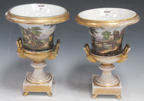 Lot 37 - A pair of 19th century French porcelain vases,...