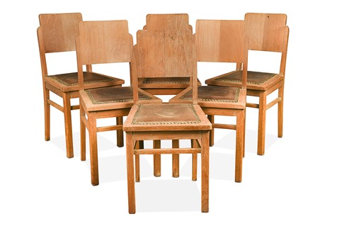 Lot 208 - A set of six Art Deco style limed teak chairs