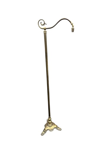 Lot 686 - A brass standard lamp with swan neck, 167cm high