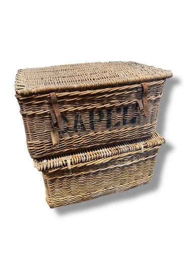 Lot 692 - Two wicker hampers, 35 x 75 x 52cm