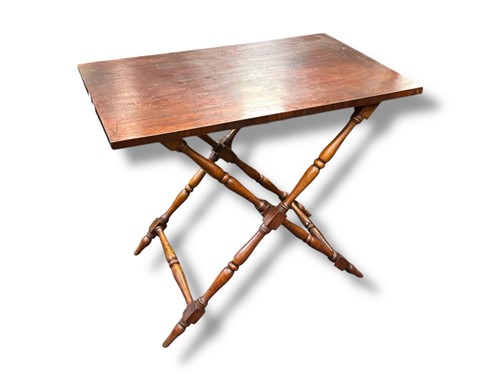 Lot 699 - A turned mahogany cross-frame occasional table,...