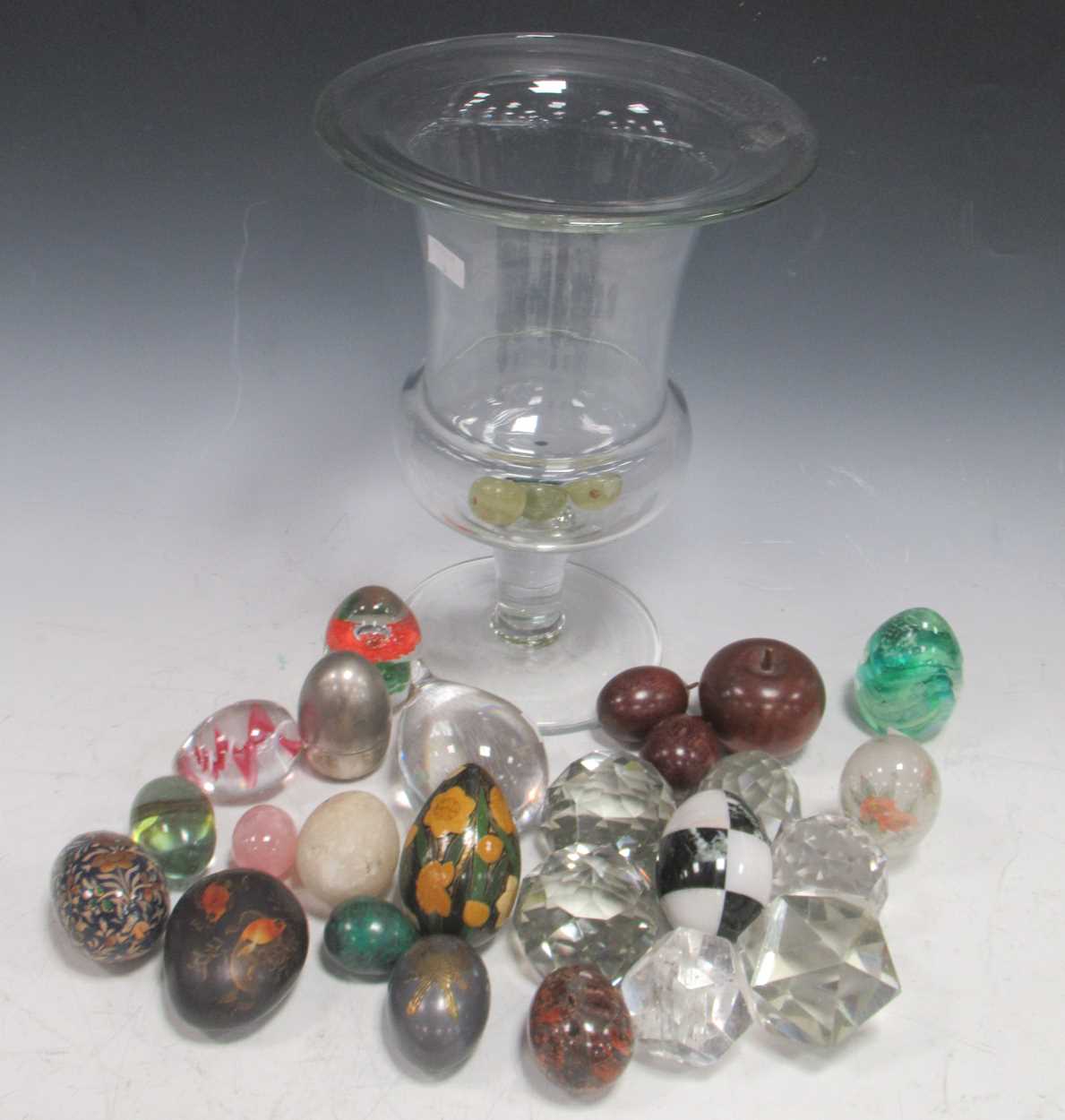 Lot 269 - A glass campagna urn with a collection of...