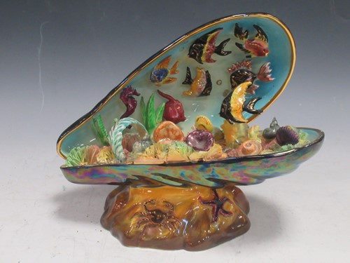 Lot 272 - A Monaco ware china mussel with tropical fish...