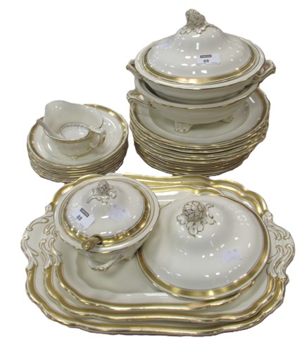 Lot 88 - A part Continental dinner service, creamware...