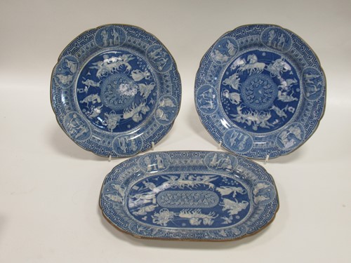 Lot 38 - Two Herculaneum pottery dinner plates and a...