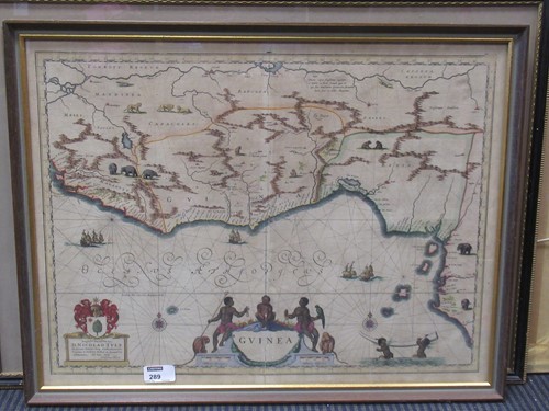 Lot 289 - A Blaeu hand coloured engraved map of Guinea,...