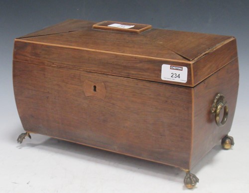 Lot 234 - A rosewood tea caddy, 19th century, of...