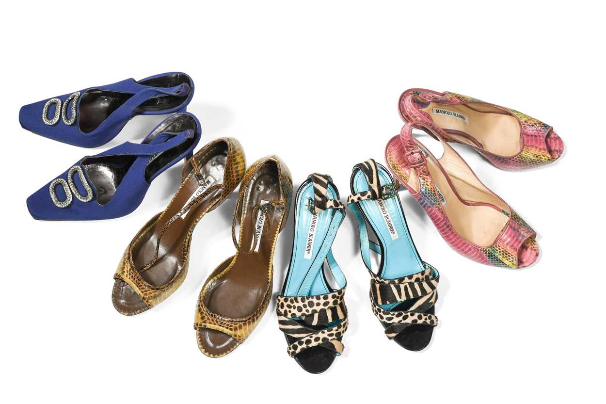 Lot 149 - Manolo Blahnik, four pairs of ladies slingback sandals