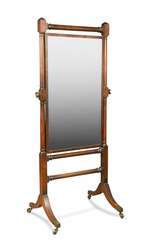 Lot 392 - A Regency mahogany cheval mirror