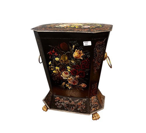 Lot 580 - A Victorain flower painted coal purdonium 53 x...