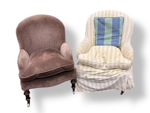 Lot 574 - A near pair of Victorian armchairs (2)