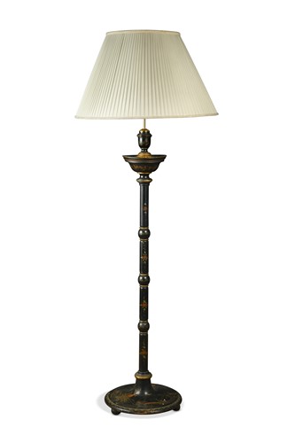 Lot 453 - A Chinoiserie decorated standard lamp, 20th century